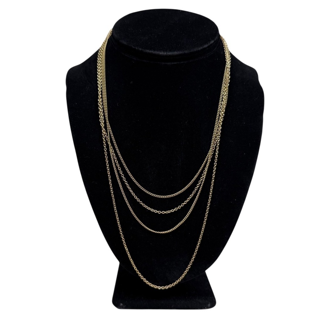 Artistry Ltd Layered Gold Tone Statement Chain Necklace Multi Strand 10.5 in L